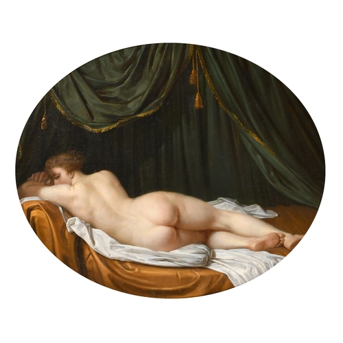 29 - 18th Century French School. A Reclining Nude on a Bed, Oil on canvas, Indistinctly signed and dated,... 