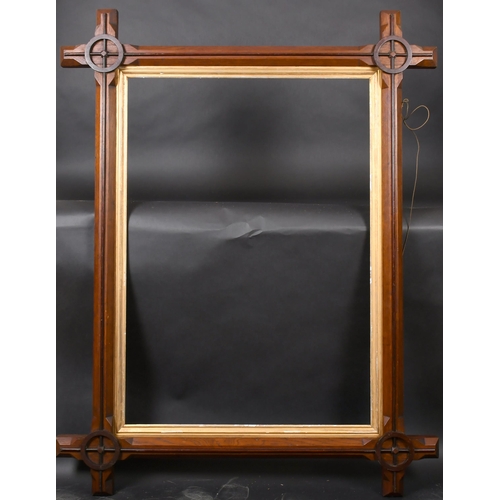 307 - Early 20th Century English School. An Arts and Crafts style wooden frame with a gilt slip, rebate 39... 