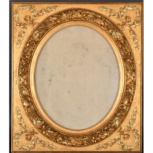 348 - 19th Century French School. A Gilt Composition Oval Frame, with inset glass, rebate 23