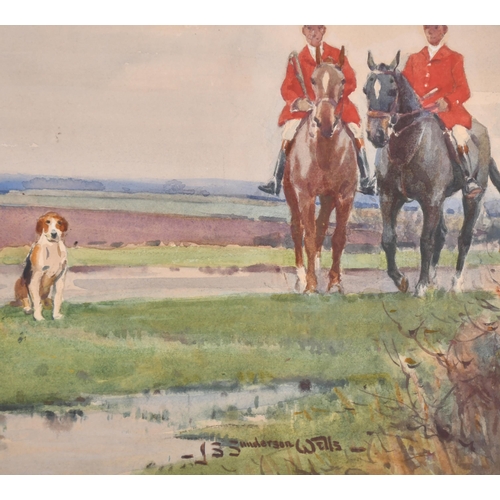 39 - John Sanderson Wells (1872-1955) British. 'The Meet', Watercolour, Signed, 15