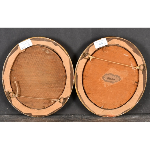 442 - 19th Century English School. A Pair of Gilt Composition Oval Frames, with inset glass, rebate 7.75