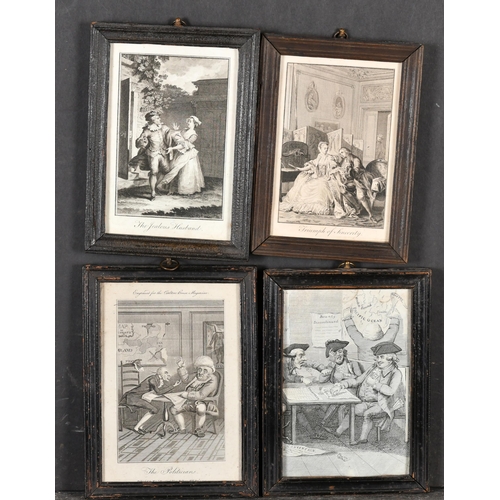 453 - Early 19th Century English School. Four Darkwood Frame, with inset print and glass, rebate 6.5