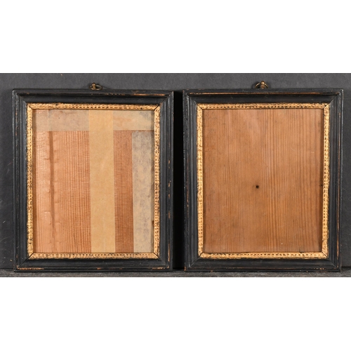 454 - 18th Century English School. A Pair of Darkwood Frames with gilt inner edges and inset glass, rebate... 