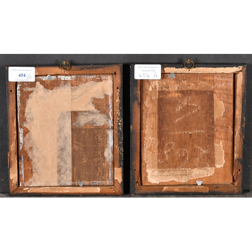 454 - 18th Century English School. A Pair of Darkwood Frames with gilt inner edges and inset glass, rebate... 