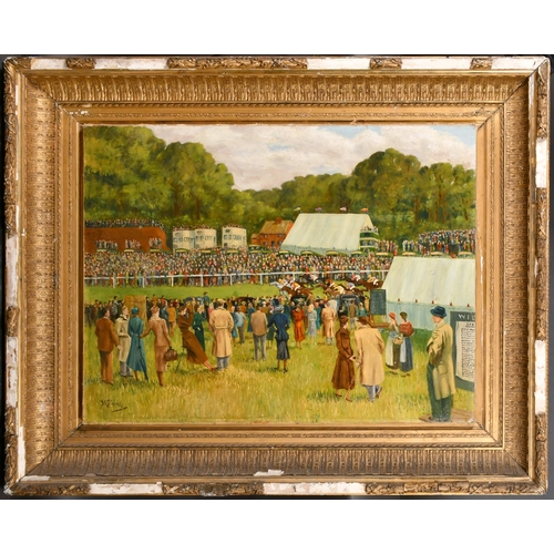 56 - S C Peacock (19th-20th Century) British. A Racing Scene, Oil on canvas, Signed, 24