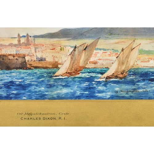 60 - Charles Edward Dixon (1872-1934) British. Off Megalokastron, Crete, Watercolour, Signed, inscribed a... 