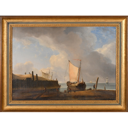 66 - 19th Century English School. Unloading the Catch, Oil on canvas, 16