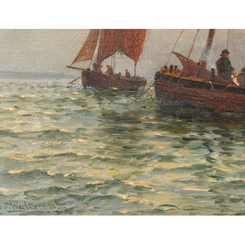 67 - George Stanfield Walters (1838-1924) British. Boats at Dusk, Oil on canvas, Signed and dated 1889, 1... 