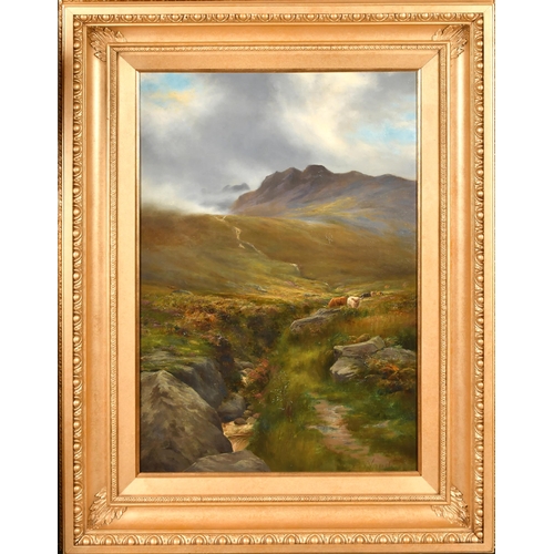 91 - C B Wood (19th-20th Century) British. Cattle in a Highland Landscape, Oil on canvas, Signed and indi... 