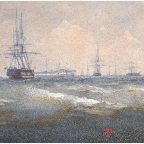 132 - Charles Taylor (1841-1883) British. A Busy Shipping Scene, Watercolour, Signed with monogram, 7.5