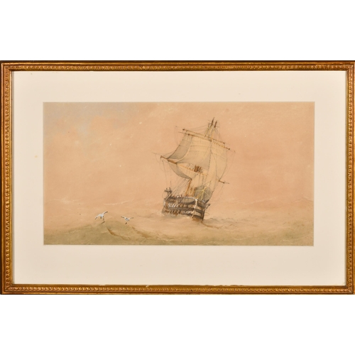 133 - 19th Century English School. Shipping in Choppy Waters, Watercolour, 8.5