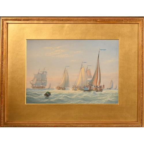 134 - William Joy (1803-1867) British. A Pair of Dutch Shipping Scenes, Watercolour, 7.25