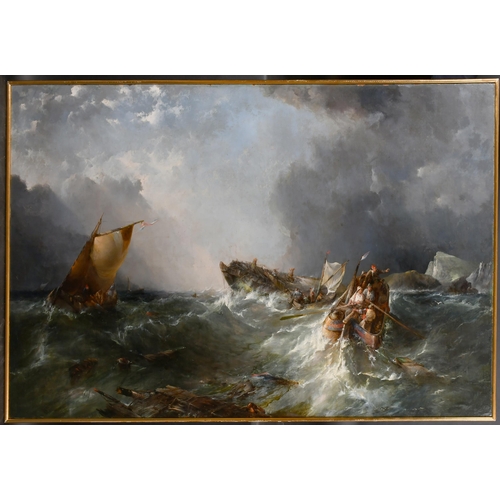 154 - Alfred Montague (1832-1883) British. The Rescue, Oil on canvas, Signed and dated 1859, 36