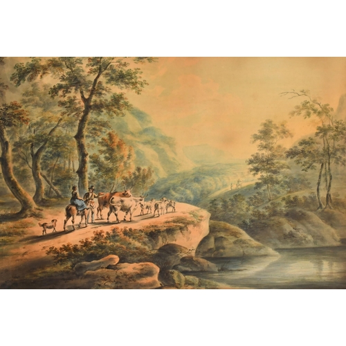 16 - Peter Le Cave (1769-1811) British. A Pair of Classical Landscapes with Figures, Watercolour, 22.5