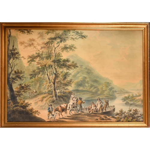 16 - Peter Le Cave (1769-1811) British. A Pair of Classical Landscapes with Figures, Watercolour, 22.5