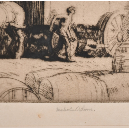 160 - Malcolm Osborne (1880-1963) British. Figures and Cart, Etching, Signed in pencil, 9