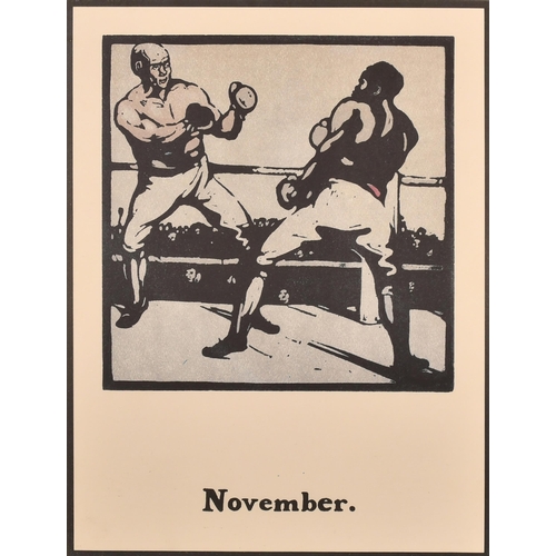 164 - Sir William Nicholson (1872-1949) British. An Almanac of Twelve Sports as Months of the Year, Prints... 