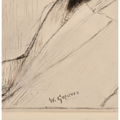 203 - Walter Greaves (1846-1930) British. Portrait of Thomas Carlyle (1795-1881), Ink, pencil and wash, c.... 