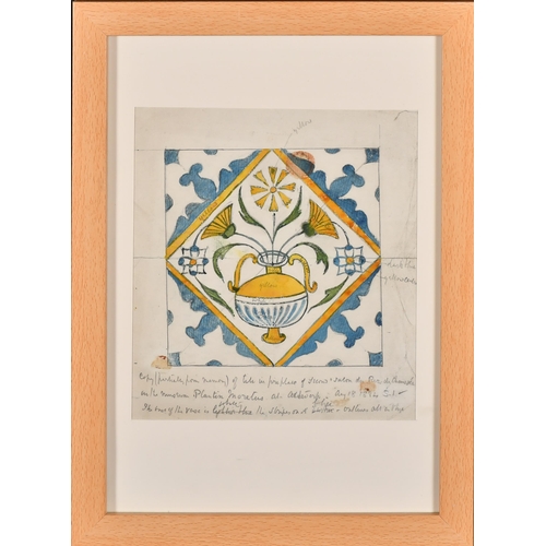 211 - Selwyn Image (1849-1930) British. A Copy of a 17th Century Majolica Tile, Watercolour, Inscribed, 5.... 