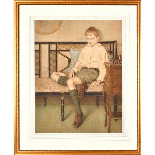 214 - Anna Airy (1882-1964) British. A Seated Boy, Watercolour, Signed and indistinctly dated, with a pape... 