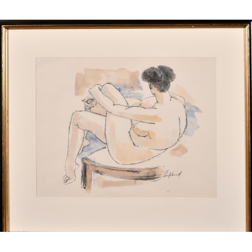 218 - Sydney d'Horne Shepherd (1909-1993) British. A Seated Nude, Watercolour and crayon, Signed in pencil... 