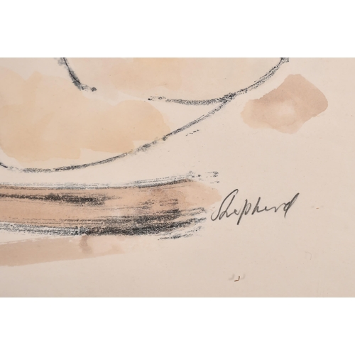 218 - Sydney d'Horne Shepherd (1909-1993) British. A Seated Nude, Watercolour and crayon, Signed in pencil... 