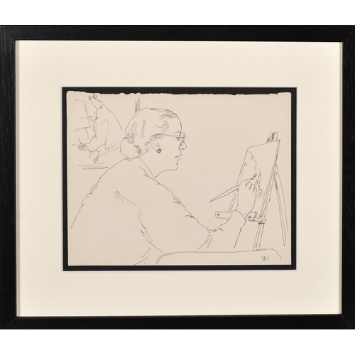 219 - Peter Samuelson (1912-1996) British. Study of an Artist, Ink, Dated 51, 7