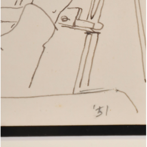 219 - Peter Samuelson (1912-1996) British. Study of an Artist, Ink, Dated 51, 7