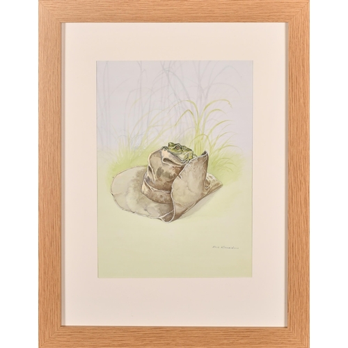 229 - Eric Kincaid (1931-2023) British. Frog on a Hat, Watercolour, Signed in pencil, and inscribed verso,... 