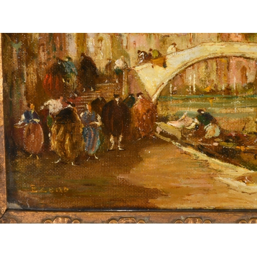 242 - Eugenio Bonivento (1880-1956) Italian. A Pair of Venetian Scenes, Oil on artist's board, Signed, In ... 