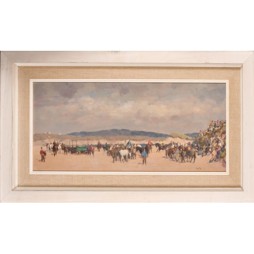 251 - Gyrth Russell (1892-1970) Canadian/British. A Beach Horse Race, Oil on board, Signed, 13