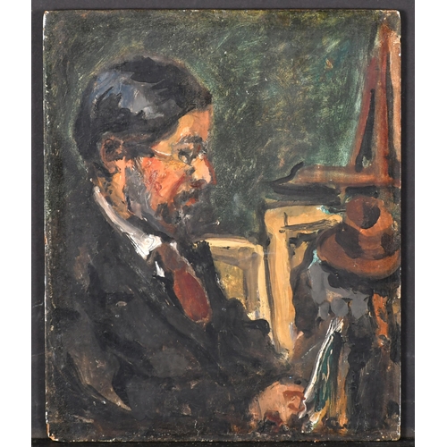 254 - Early 20th Century European School. Bust Portrait of an Artist, Oil on panel, Indistinctly signed, u... 