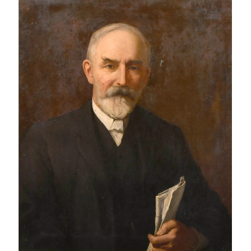 255 - William Gibbs Mackenzie (1857-1924) British. Bust Portrait of a Man holding papers, Oil on canvas, S... 