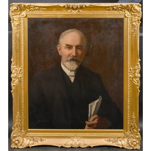 255 - William Gibbs Mackenzie (1857-1924) British. Bust Portrait of a Man holding papers, Oil on canvas, S... 