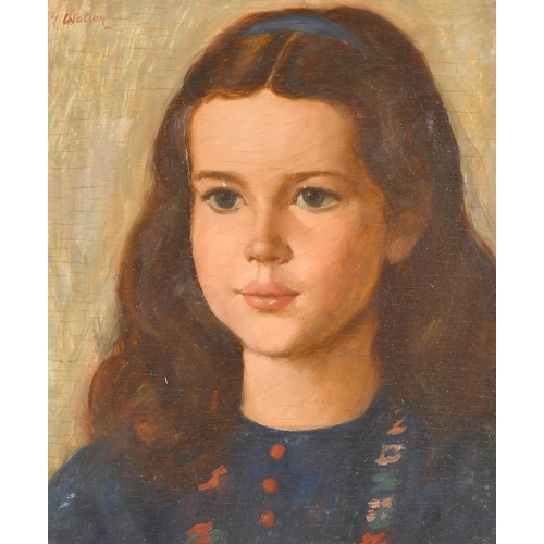 256 - G Watson (20th Century) British. Portrait of a Young Girl, Oil on board, Signed, 14.5