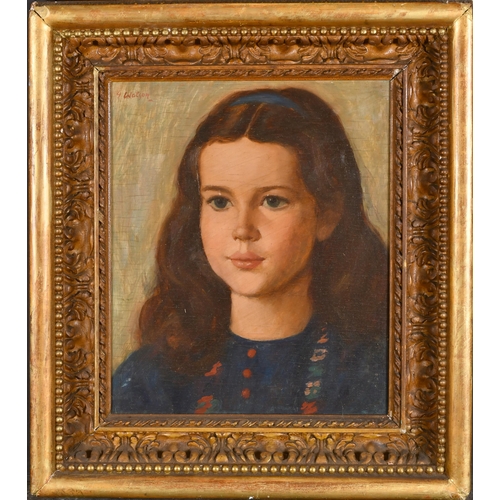 256 - G Watson (20th Century) British. Portrait of a Young Girl, Oil on board, Signed, 14.5