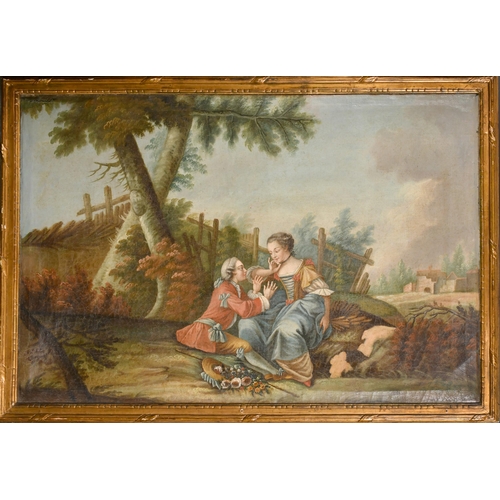 27 - 18th Century French School. A Courting Couple, Oil on canvas, 21.5