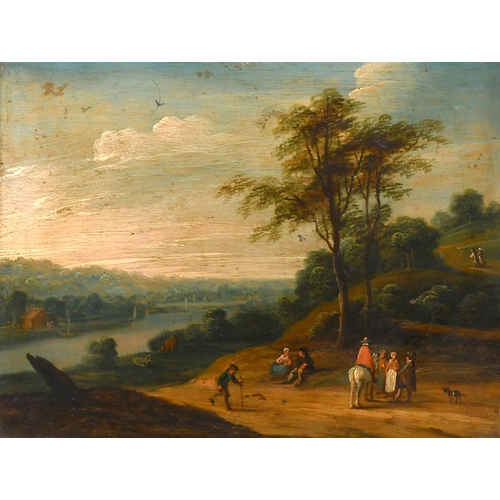 28 - Circle of Marc Baets (c.1700-1749) Flemish. Travellers on a Country Path, Oil on copper, 6.5