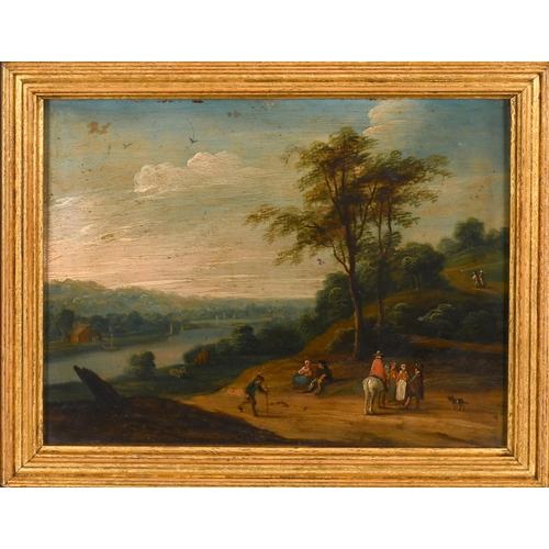 28 - Circle of Marc Baets (c.1700-1749) Flemish. Travellers on a Country Path, Oil on copper, 6.5