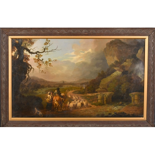 29 - Circle of Philip James de Loutherbourg (1740-1812) French/British. A Shepherd Driving his Flock, Oil... 