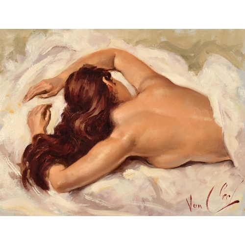 290 - Robert Van Cleef (1914-2006) French. Sleeping Nude, Oil on canvas, Signed, and numbered 13913 verso,... 