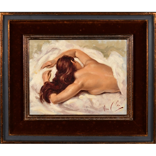 290 - Robert Van Cleef (1914-2006) French. Sleeping Nude, Oil on canvas, Signed, and numbered 13913 verso,... 