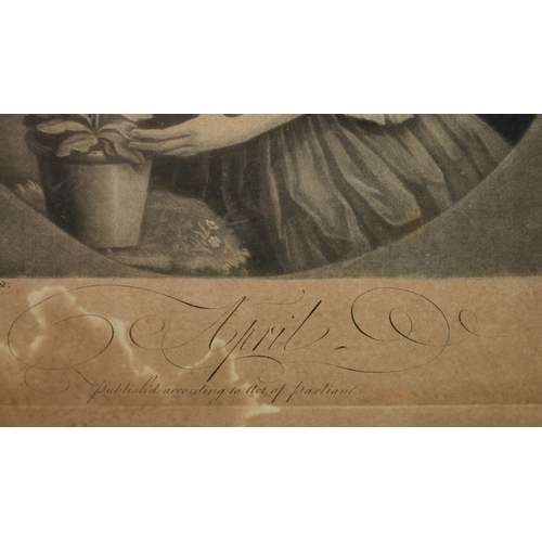 6 - Thomas Burford (c.1710-c.1780) British. The Set of Twelve Months of the Year, Mezzotint, In original... 