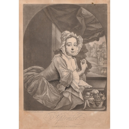 6 - Thomas Burford (c.1710-c.1780) British. The Set of Twelve Months of the Year, Mezzotint, In original... 