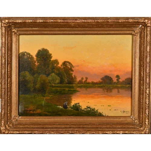 74 - Henri Jacques Delpy (1877-1957) French. A Figure by a River at Dusk, Oil on canvas, Signed, 13