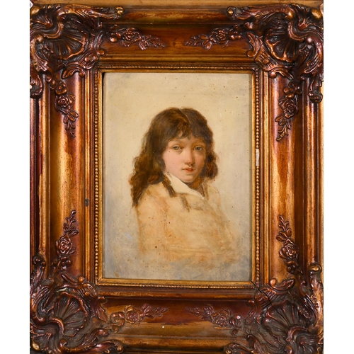 84 - Late 19th Century French School. Bust Portrait of a Young Boy, Oil on panel, 8.5