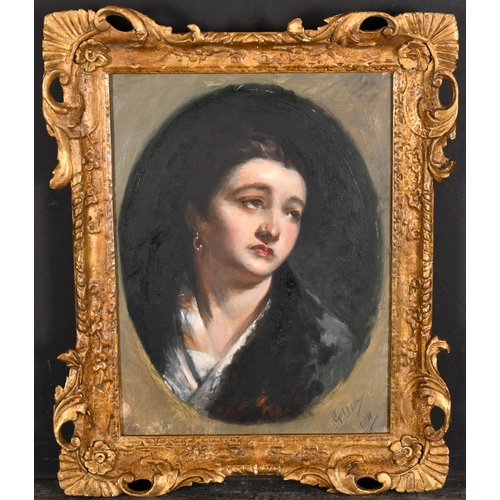 85 - Early 20th Century English School. Pensive Lady, Oil on canvas, Indistinctly signed and dated 1911, ... 