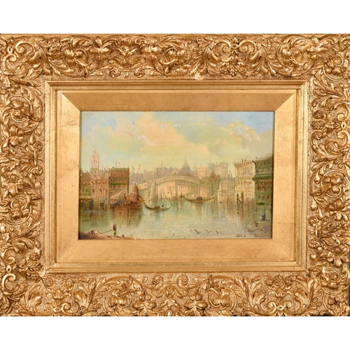 89 - Circle of Jane Vivian (act.1861-1877) British. A Venetian Canal Scene, Oil on panel, Indistinctly si... 