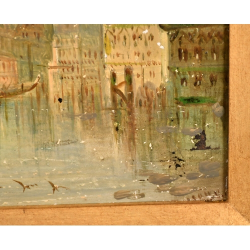 89 - Circle of Jane Vivian (act.1861-1877) British. A Venetian Canal Scene, Oil on panel, Indistinctly si... 