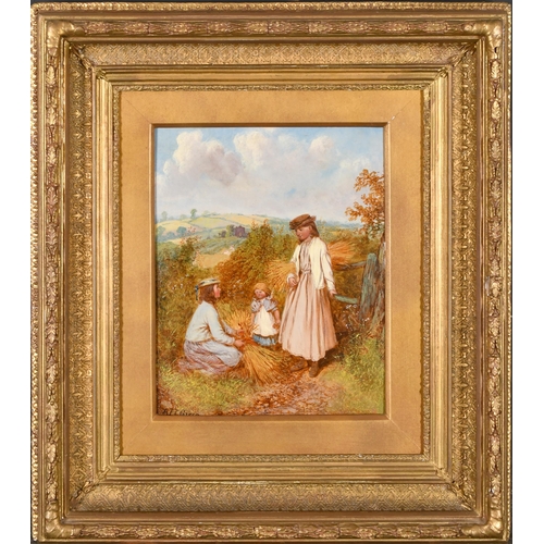 105 - Alfred H Green (1822-1878) British. 'The Gleaners', Oil on board, Signed, 10' x 8' (25.4 x 20.3cm)